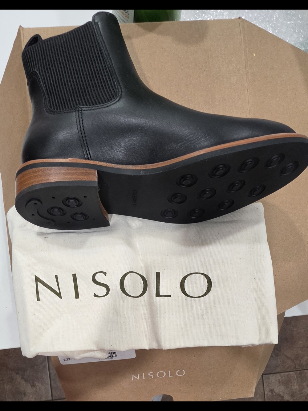 Nisolo Men’s Black Leather Chukka Chelsea Boot with Stacked Heel
